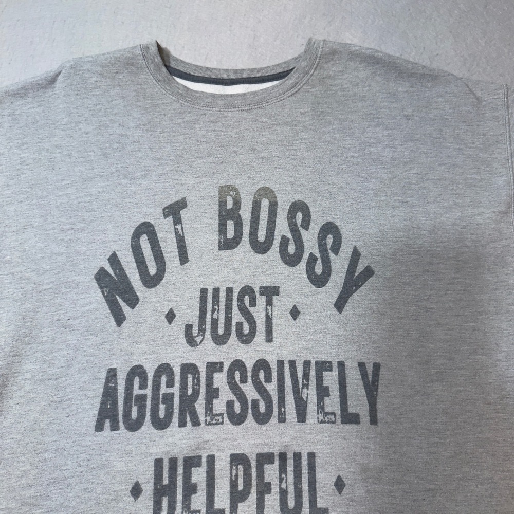 Fruit of the Loom Graphic Sweatshirt Not Bossy Just Aggressively Helpful Gray 2X